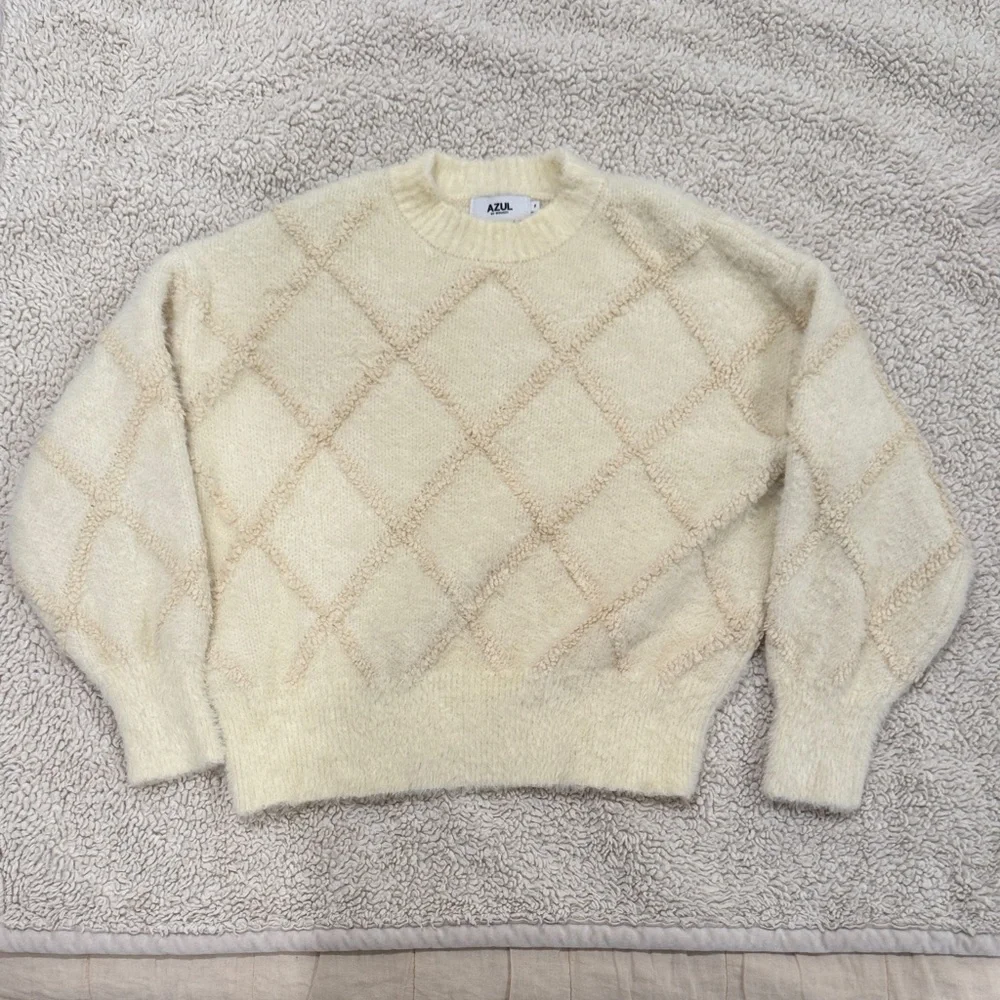 Zara Cream Diamond Pattern Sweater - Picture 1 of 3